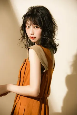 ミディアム カラー パーマ ヘアアレンジ 髪質改善/韓国風 レイヤー/田村祐樹のヘアスタイル