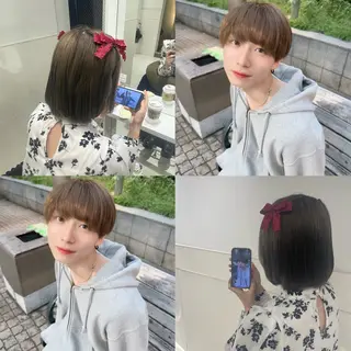 ミディアム カラー yuzuna ハイトーン 天神のヘアスタイル