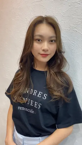 セミロング カラー 中田 敏明のヘアスタイル