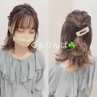 セミロング ヘアアレンジ ブリーチ🐰インナー ♡ハイライト♡綾🐰のヘアスタイル