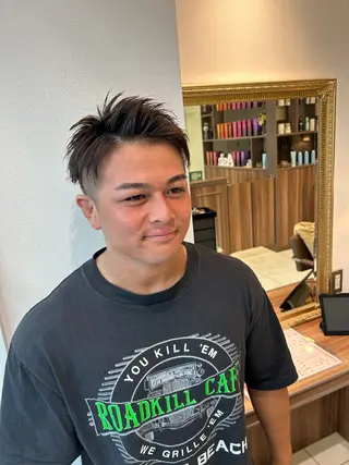 メンズ フェザーパーマ 🌎Rino🔚のヘアスタイル