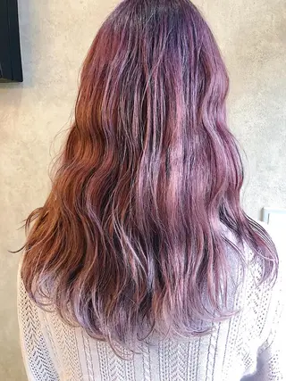 ロング カラー 顔周りレイヤーカット ブリーチminamiのヘアスタイル
