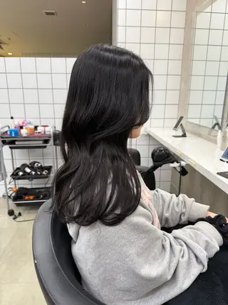 ロング カラー パーマ ヘアアレンジ メンズ キッズ 上品＆韓国風 🥀海心🥀のヘアスタイル