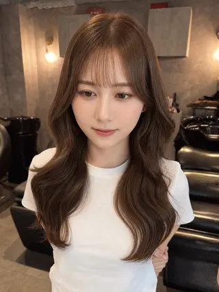 セミロング カラー あみ/暗髪オリ ーブ特化🍃髪質改善のヘアスタイル