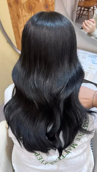 ロング カラー 縮毛矯正/暖色カラー ピンクベージュのヘアスタイル