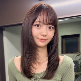ミディアム カラー レイヤー🐑髪質改善 顔周りカット/みきとのヘアスタイル