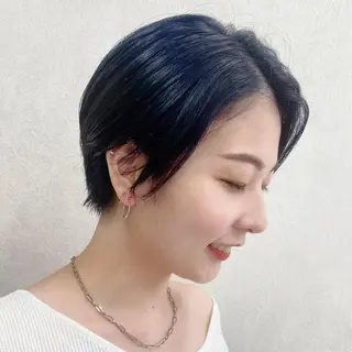 ショート カラー コテ巻き風パーマ★ はるさんのヘアスタイル