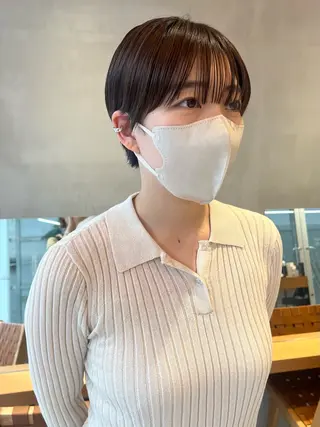 ショート カラー 縮毛矯正ボブ&顔まわ レイヤー♡TOMOEのヘアスタイル