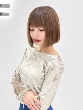 ショート カラー ヘアアレンジ 縮毛矯正🤍 盛れるボブ/ひかりのヘアスタイル