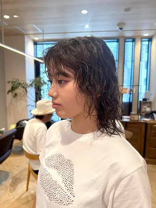 パーマ 大山杏奈/ショート ボブ/カットモデルのヘアスタイル