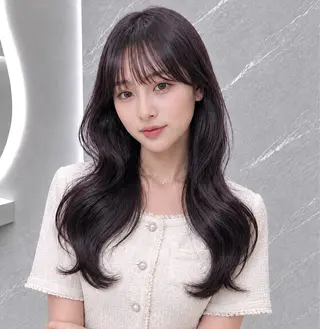 セミロング カラー ヘアアレンジ 🖤kana韓国ヘア 艶髪カラー特化🖤のヘアスタイル