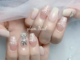 ネイル エツメ💅 長さ出し🎀デザインのネイルデザイン