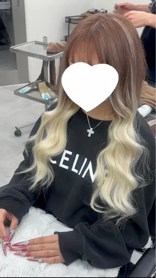 ロング カラー 羽エクステ/シール エクステ/横浜駅5分のヘアスタイル