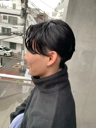 ショート 山影✨バレイヤージュ ハイライト✨メンズ◎のヘアスタイル