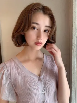 ミディアム カラー 透明感カラー✂︎ /縮毛矯正/YUKAのヘアスタイル