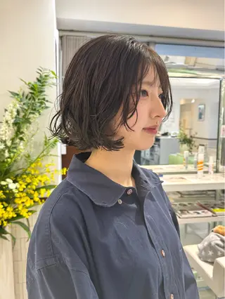 ショート カラー パーマ デジタルパーマ 🌀ボブ　萩原　龍のヘアスタイル
