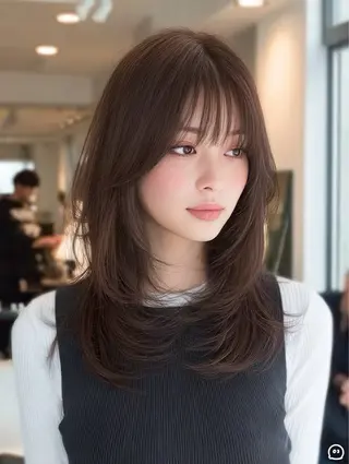 セミロング カラー 韓国×艶ハイトーンが かわいい✨️リオ🍒のヘアスタイル