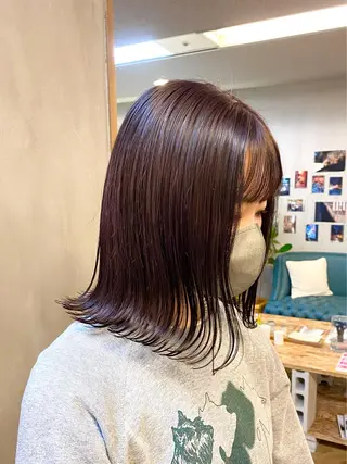 ミディアム カラー パーマ ヘアアレンジ ハル🌸柔色/ ブリーチなし/艶髪のヘアスタイル