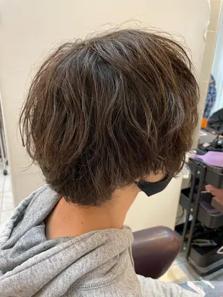 ミディアム パーマ メンズ 野々山 直貴のヘアスタイル