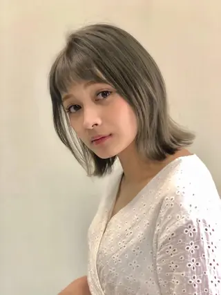 ミディアム カラー 透明感カラー🌿 グレージュ🐺陽介のヘアスタイル