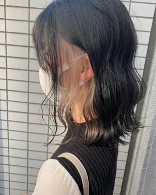 ミディアム カラー メンズカットパーマ/ ブリーチ高柳将太のヘアスタイル