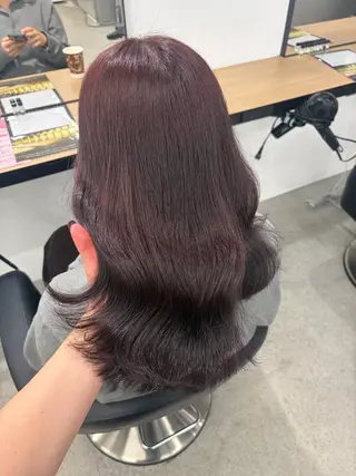 ロング カラー 💗愛され暖色💗 ピンク/レッド💗のヘアスタイル