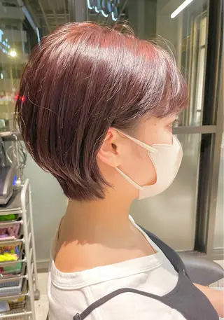 ショート カラー ✨透明感カラー✨ 髪質改善小顔カット✨のヘアスタイル