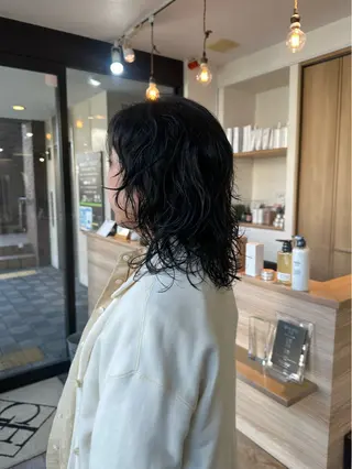 ミディアム パーマ 橋本叶夢/ お洒落hairのヘアスタイル
