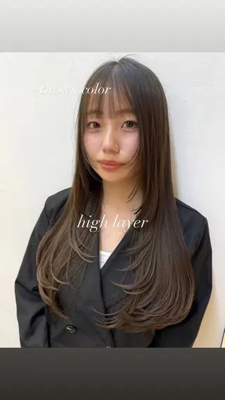 ロング カラー 透明感/レイヤー/ 縮毛矯正/ほのか🍪のヘアスタイル