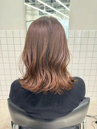 ミディアム 梅田茶屋町ヘッドスパ &艶カラー りほのヘアスタイル
