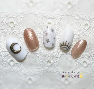 ネイル ショートネイル 森のさんぽ道のネイルデザイン