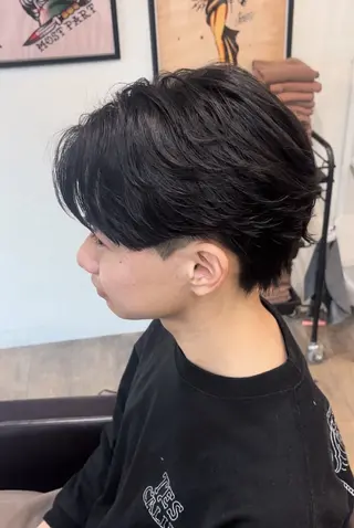 ミディアム パーマ メンズ 梅垣 紗英のヘアスタイル