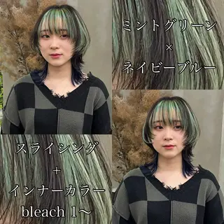 セミロング カラー イツク ⚡️ ルーツ/ハイトーンのヘアスタイル