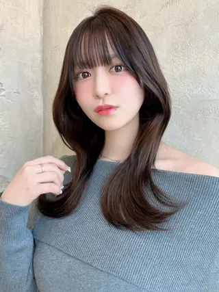 セミロング カラー パーマ 銀座✨レイヤーカット 顔まわり/坂本亜裟海のヘアスタイル