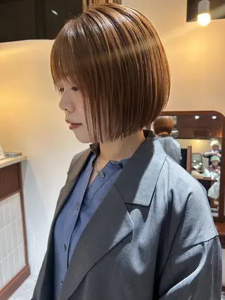 ショート カラー ヘアアレンジ ナチュラルレイヤー/ ボブパーマ/カネコのヘアスタイル