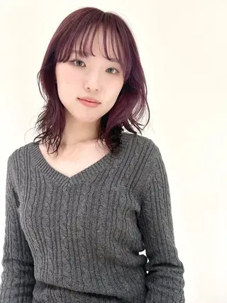 ミディアム カラー パライソ南公園店小嶋 さつきのヘアスタイル
