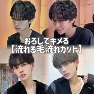 ショート カラー パーマ ヘアアレンジ メンズ 大宮🩵韓国ヘア 毛流れ🫧☁️まいのヘアスタイル