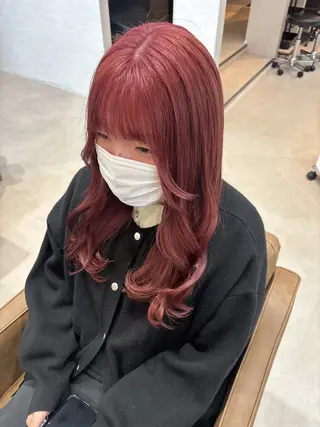 ロング カラー Rena/レイヤー/ ピンク/透明感のヘアスタイル