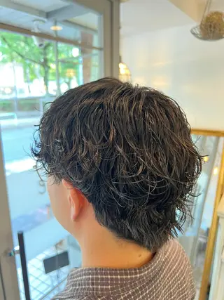 ショート パーマ 【本陣】カット カラーパーマ朝岡 慧のヘアスタイル