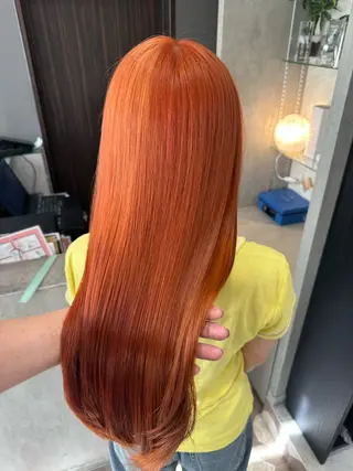 セミロング カラー 天神暖色カラー レイヤー・髪質改善のヘアスタイル