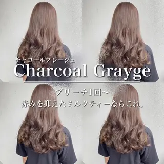 ロング カラー ブリーチ縮毛矯正飛我 透けオリーブ淡色🫧のヘアスタイル