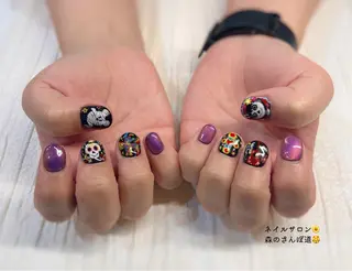 ネイル ショートネイル 森のさんぽ道のネイルデザイン