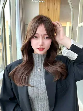 セミロング カラー 🇰🇷韓国風くびれ ヘア🇰🇷中村優大のヘアスタイル
