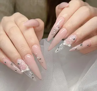 ロング カラー 波 なみのネイルデザイン