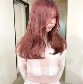 カラー mizuki/ピンク ベージュ.レイヤーのヘアスタイル