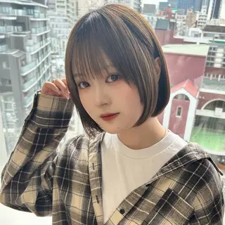 ショート カラー ボブ×艶髪｜ 艶カラー🩶石橋怜大のヘアスタイル