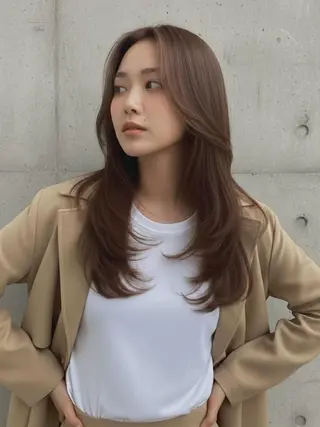 ロング 韓国/暖色カラー大塚 レイヤー/ボブ 美緒のヘアスタイル