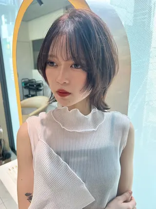 ショート 福岡縮毛矯正✨️ ストレート 向井和輝のヘアスタイル