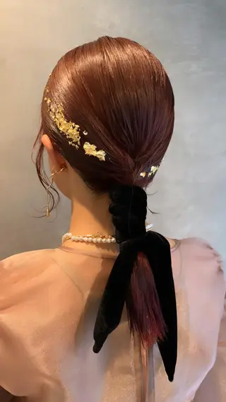 ミディアム ヘアアレンジ 落合希 Olivebeigeのヘアスタイル