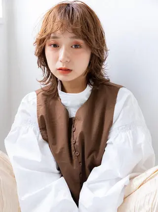 ミディアム カラー ヘアアレンジ 対馬 粘音のヘアスタイル